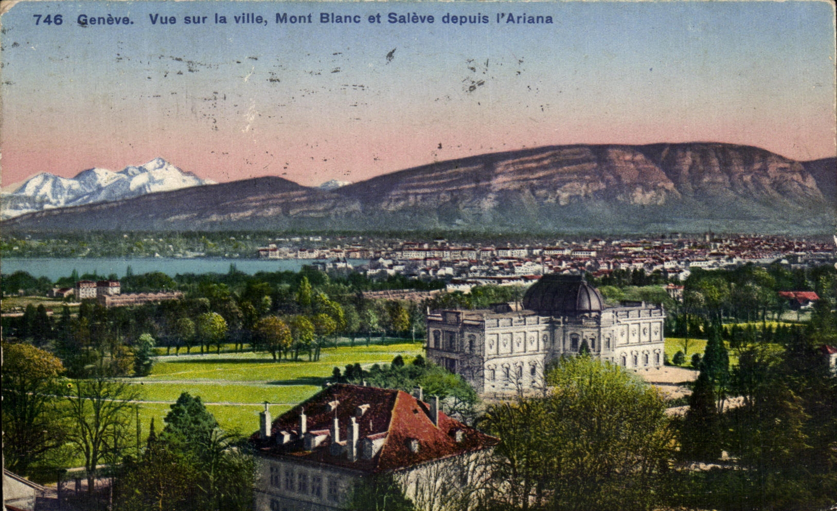 CPA Geneve Vue sur la Ville Mont Blanc Saleve Depuis l'Ariana