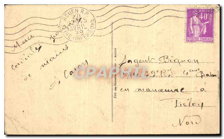 CPA Rouen Vieilles Maisons Rue Saint Romain — Verso