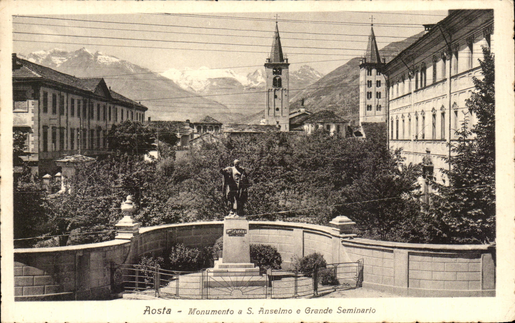 CPA Aosta Monumento Anselmo Grande Seminario