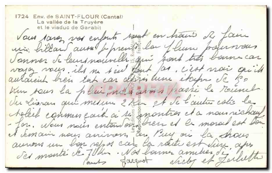 CPA Saint Flour La Vallee de la Truyere et le viaduc de Garabit — Verso