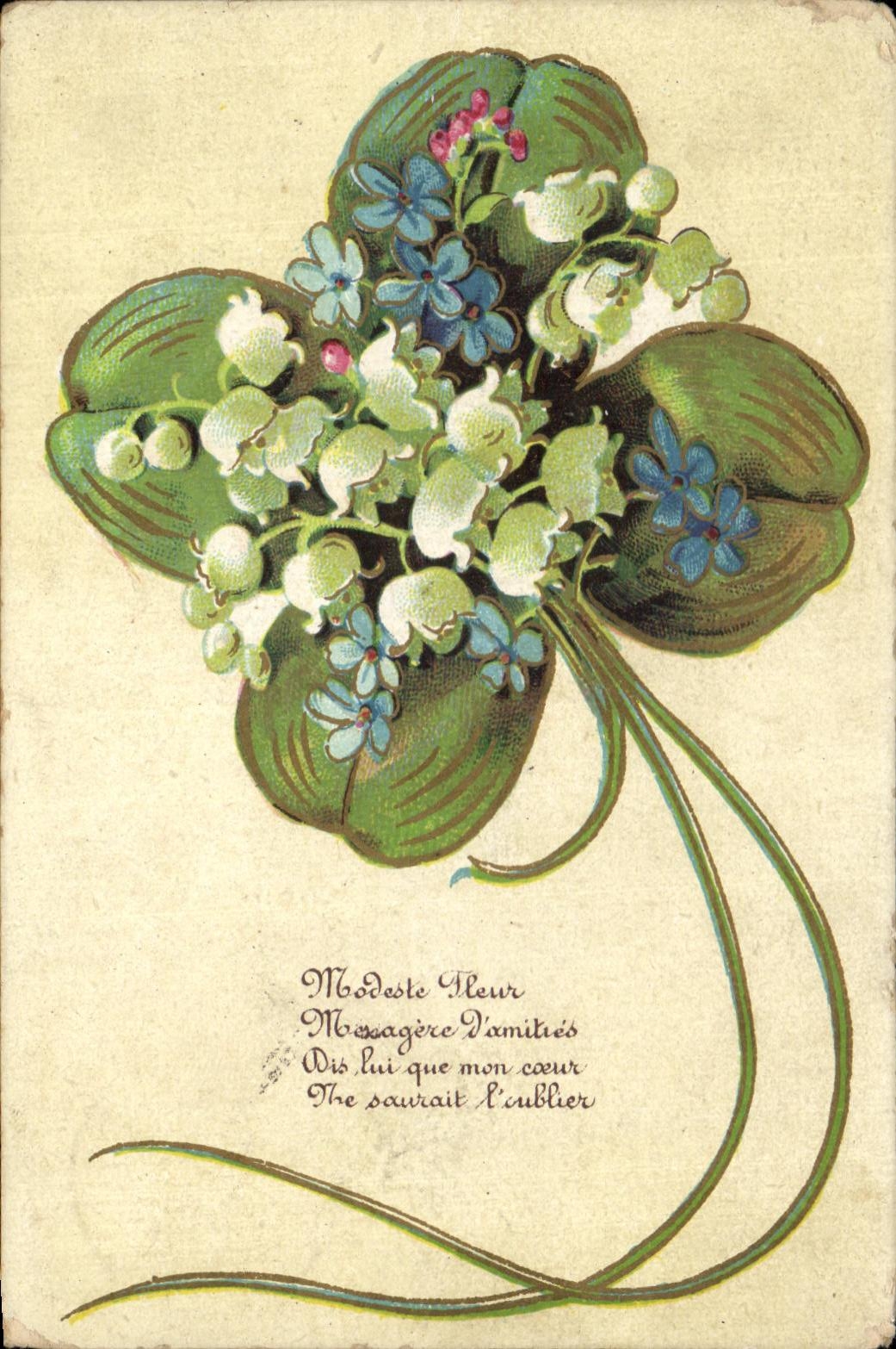CPA Fantaisie Fleurs Trefle