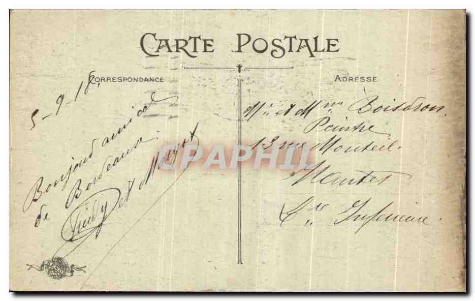 CPA Bordeaux Jardin Publc Statue Rosa Bonheur — Verso