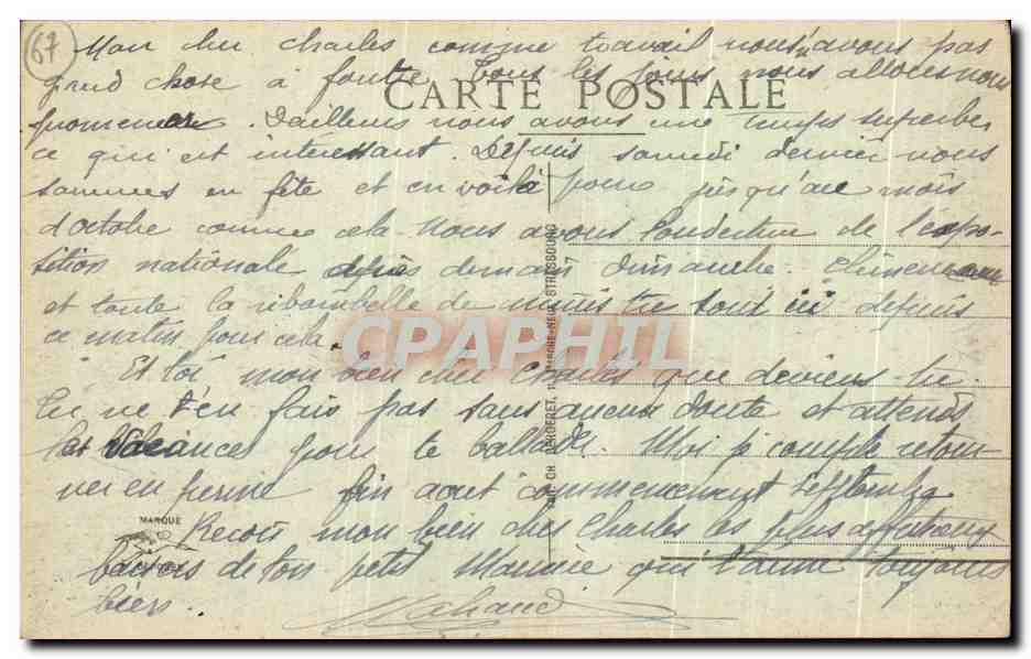 CPA Strasbourg Palais du Haut Commissariat de la Reyublique — Rückseite