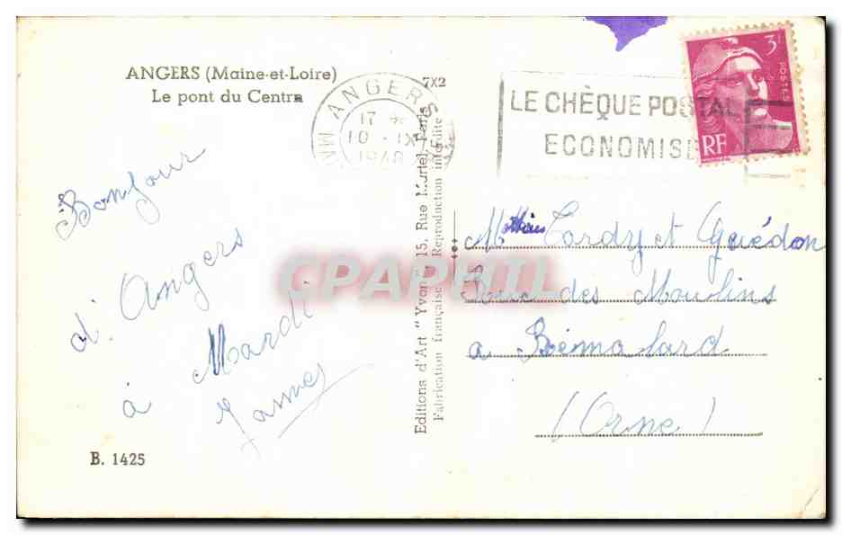 CPA Angers Le pont du centra — Rückseite