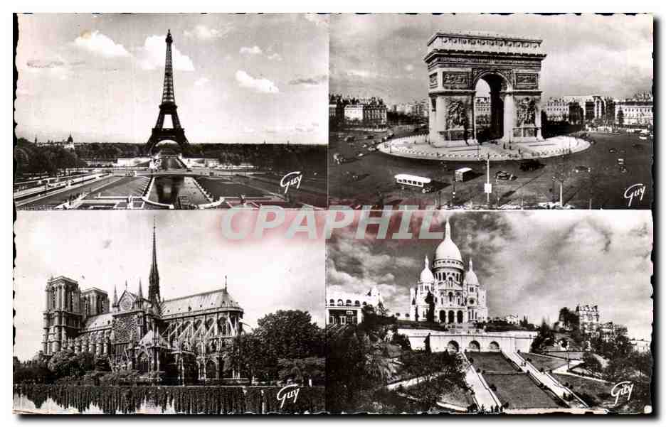 Paris et ses merveilles — 3.074 — La tour Eiffel, la cathédrale Notre-Dame et la basilique du Sacré-Cœur de Montmartre — Éditions André Guy