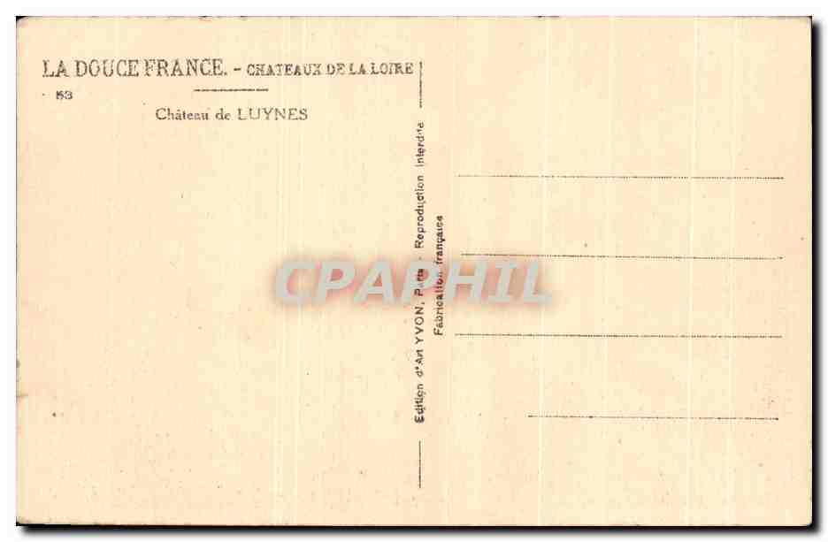 CPA Chateaux De La Loire Chateau De Luynes — Rückseite