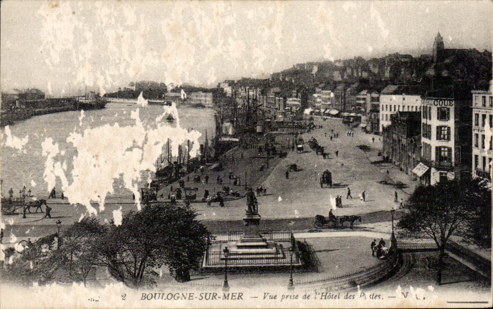 Cartolina d'epoca Boulogne Sur Mer Vista Presa Dall'hotel Dei Posti