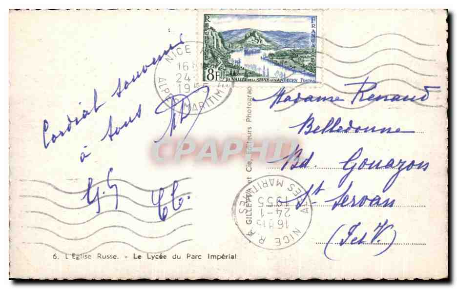 CPA Nive L'Eglise Russe Le Lycee Du Parc Imperial — Rückseite