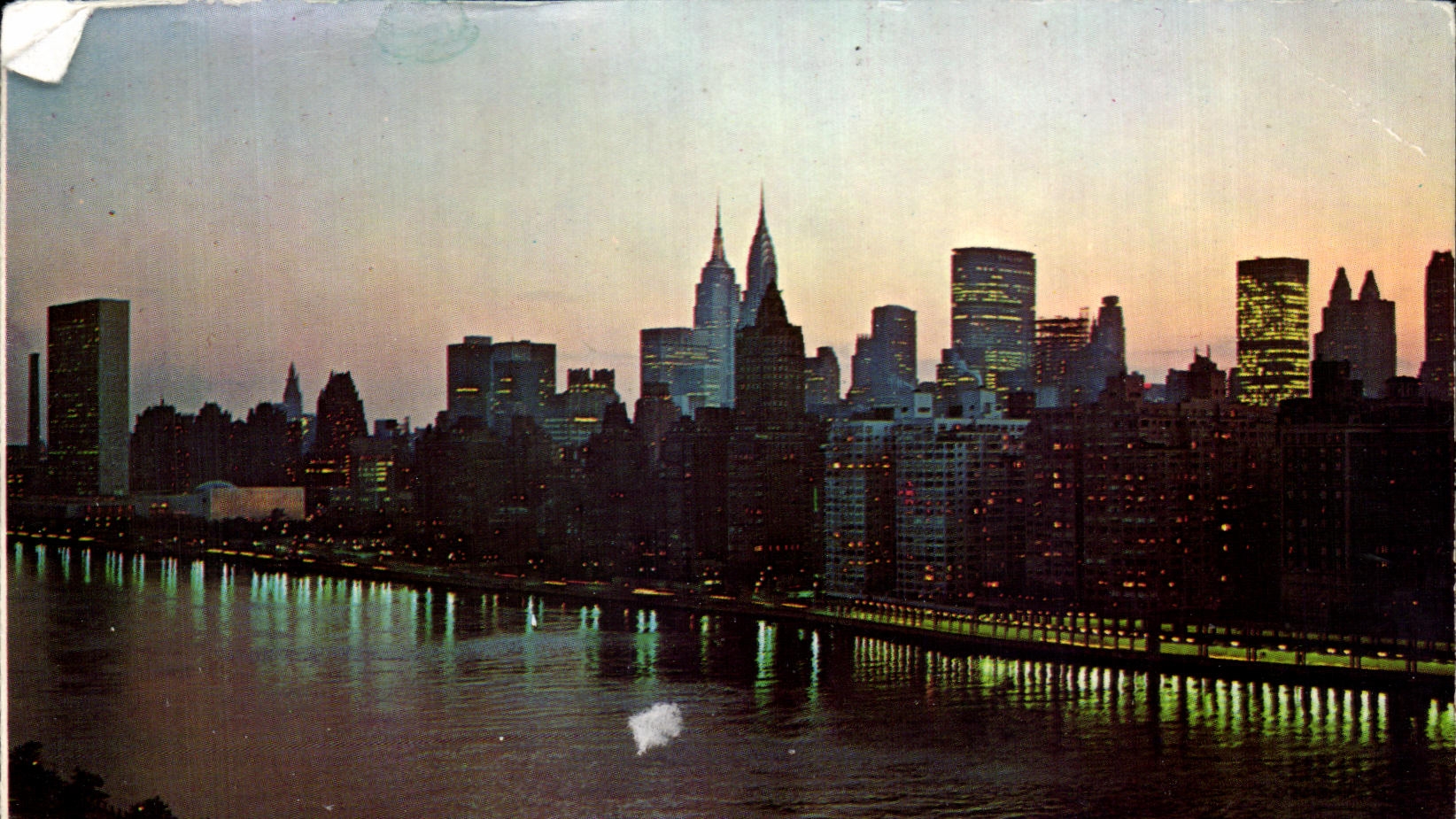 CPSM New York City View from the Queensboro Bridge Looking across the East river