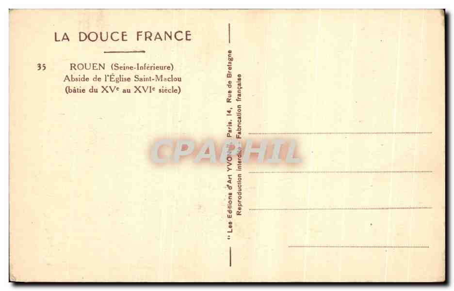 CPA Rouen Abside de I'Eglise Saint Maclou — Verso