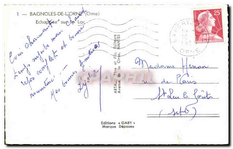 CPSM Bagnoles De L'Orne Echappee sur le Lac — Verso