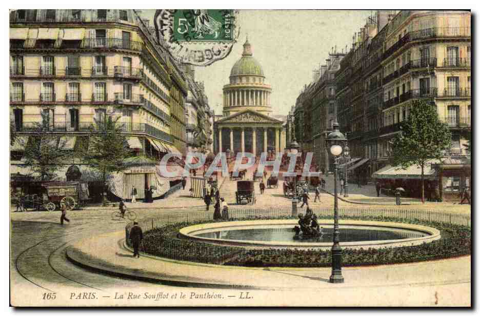 CPA Paris La Rue Soufflot et le Pantheon