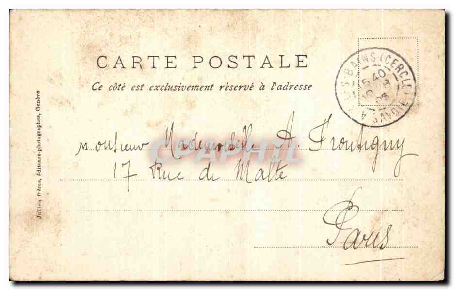 CPA Aix Les Bains Grand Hotel Bernascon — Rückseite