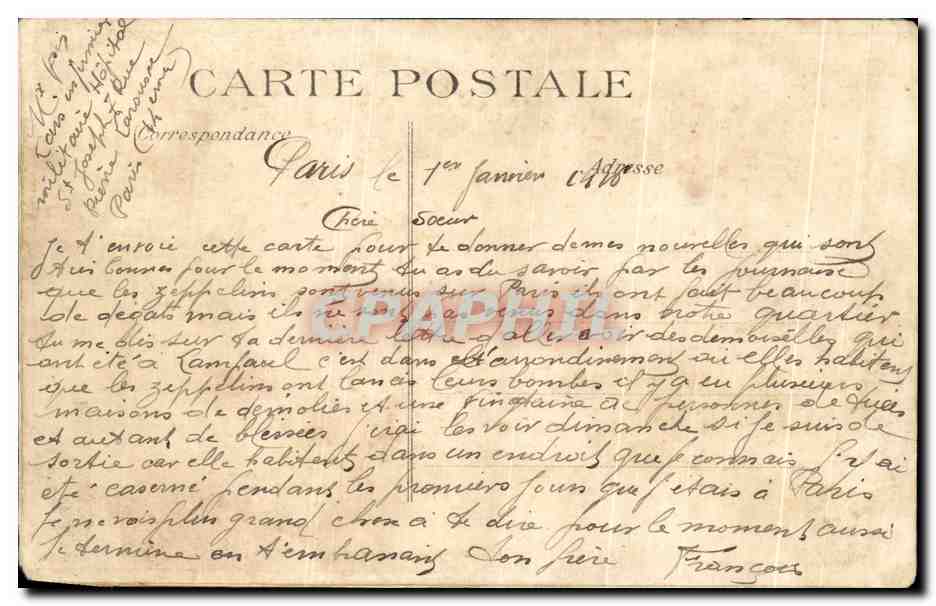 CPA Paris Au Luxembourg Voiture a chevres — Rückseite