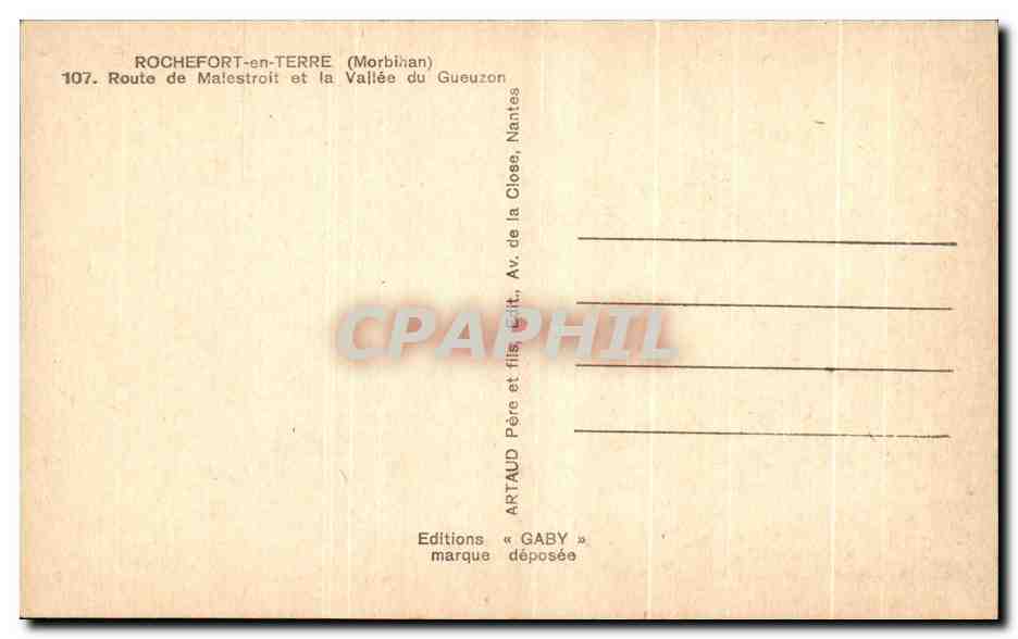 CPA Rochefort en Terre Route de Malestroit et la Vallee du Gueuzon — Rückseite