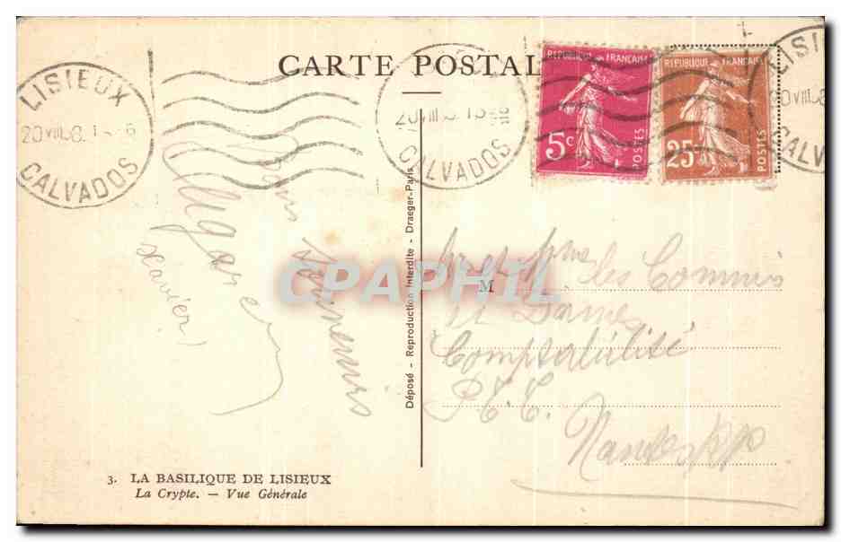 La Basilique de Lisieux — La Crypte — Vue Générale — Déposé — Drageard - Drageard — Verso