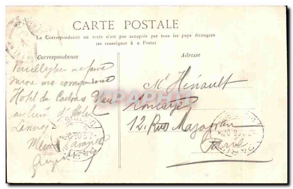 Schloss Fontainebleau — Die Eisenpferdestiege und die drei Pavillons — G. D. N. G. Fontiphil — Rückseite