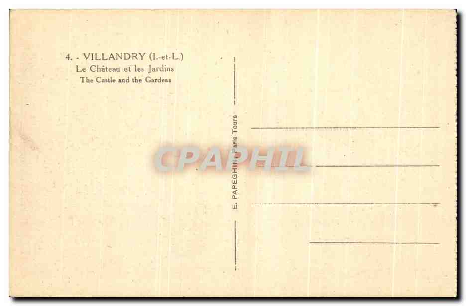 CPA Villandry Le Chateau et les Jardins  — Rückseite