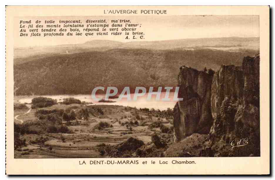 La Dent-du-Maraîs et le Lac Chambon — L'Auvergne Poétique — J. Gouttefanges, éditeur, n° 1449