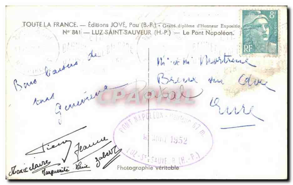 CPA Luz Saint Sauveur Le Pont Napoleon — Verso