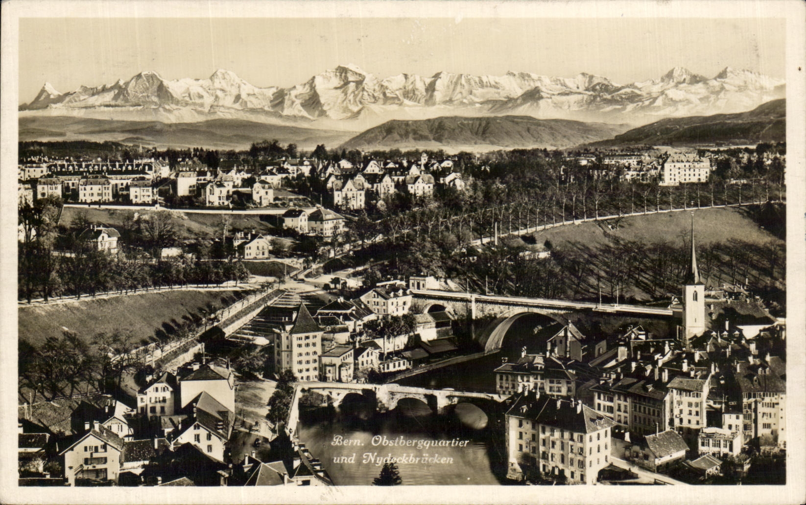 CPA Berne Ponts de la Nydeck et les Alpes