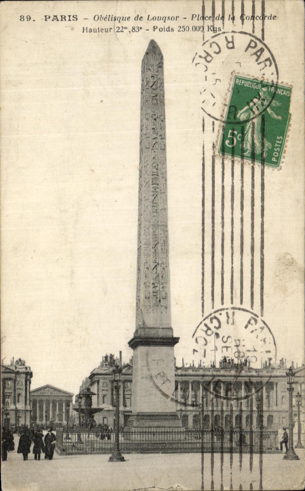 CPA Paris obelisique de Louqsor Place de la concorde
