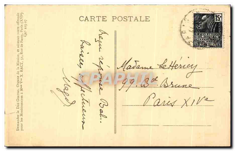 CPA Saint Therese de L'Entant Jesus a La Cathdrale d'Ajmer Les Capucins francais en Inde  — Rückseite