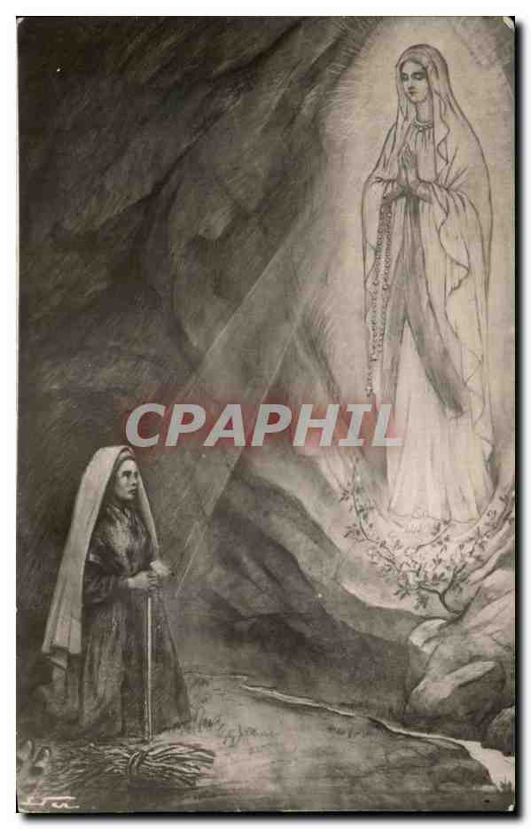 CPA Souvenir De Lourdes L'Apparition Sainte Bernadette Soubirous A La Grottr De Massabielle 