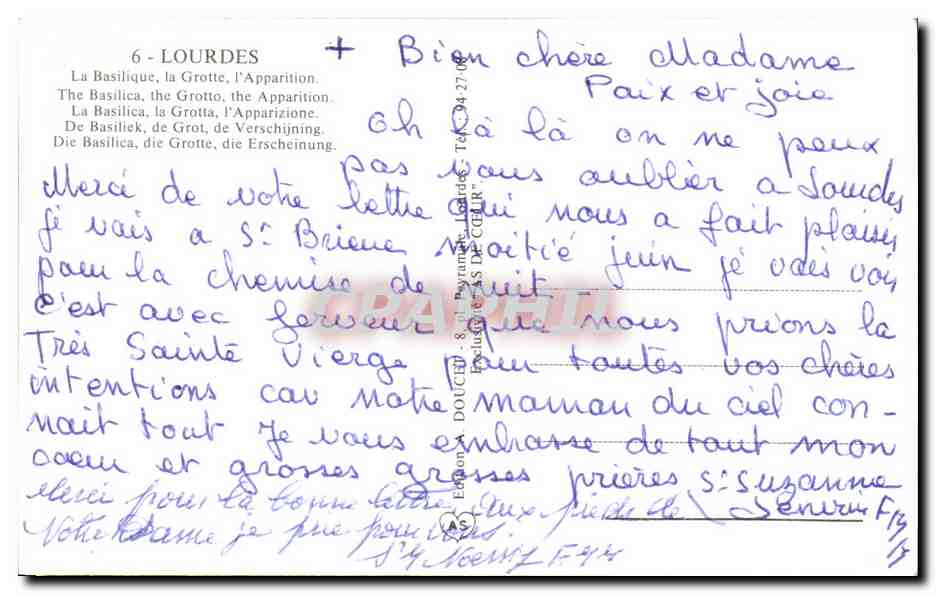 CPA Loudres  — Verso