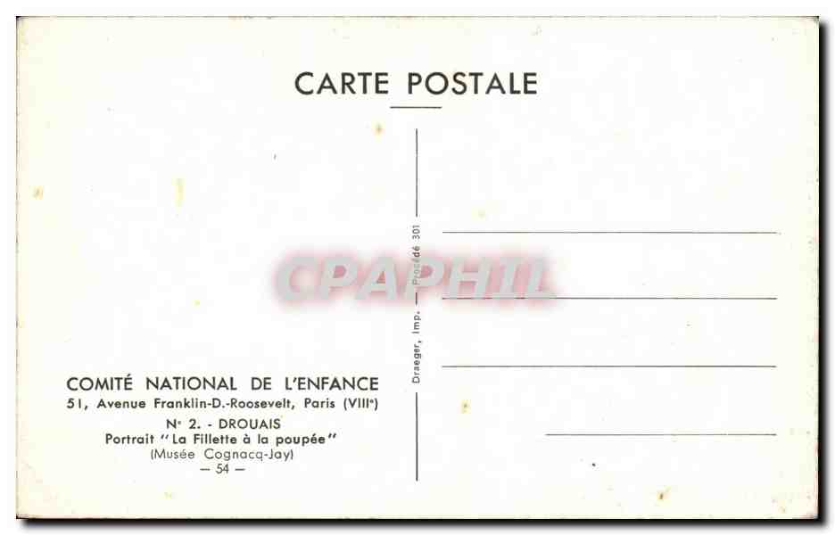 CPA Drouais Portarit La Fillette a La Poupee Musee Cognacq Jay — Verso