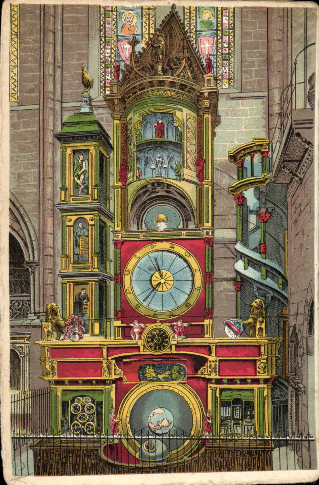 CARTE SYSTEME Strasbourg L'Horloge Astronomique Notice Historique Cathedrale 