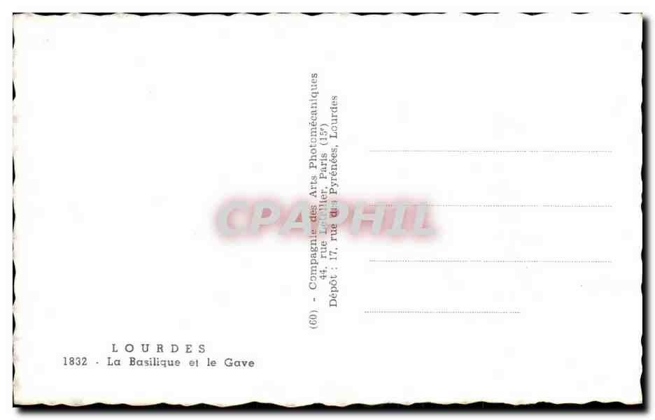 CPA Lourdes La Basilique et le Gave — Verso