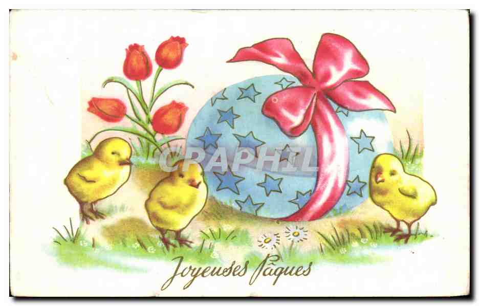 CPA Fantaisie Joyeuses Paques Poussins Oeuf