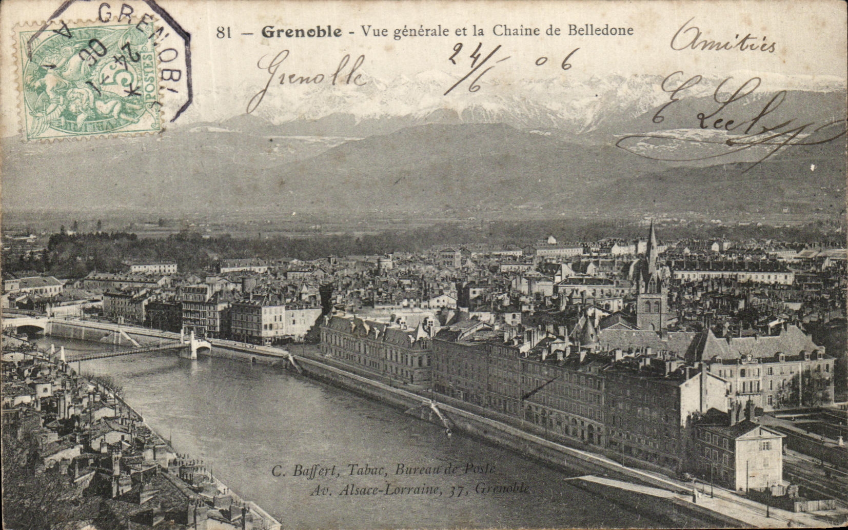 CPA Grenoble Vue generale et la Chaine de Belledone