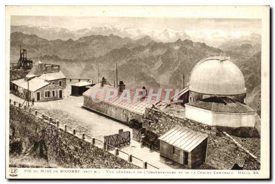 Pic du Midi de Bigorre (2877 m.) — Allgemeiner Blick auf das Observatorium und die Hauptkette — Hélios 30