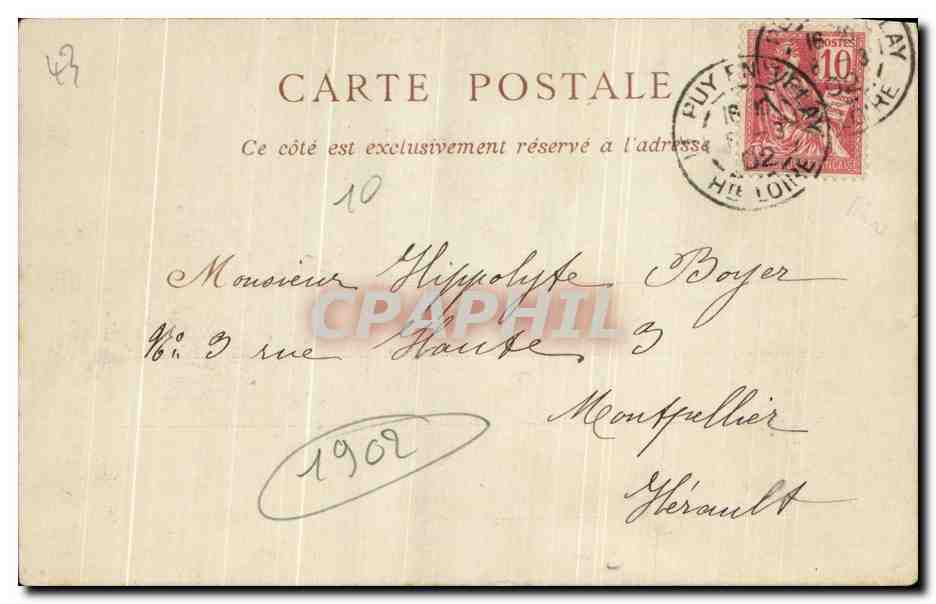 CPA Le Puy Le Rocher De L'aiguilhe — Verso