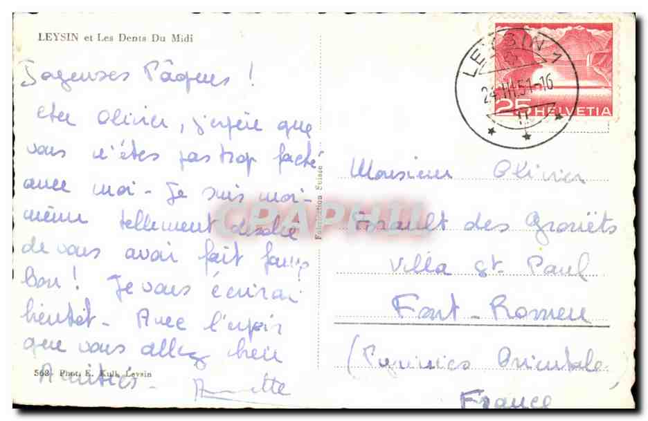 CPA Leysin Et Les Dents Du Midi — Rückseite