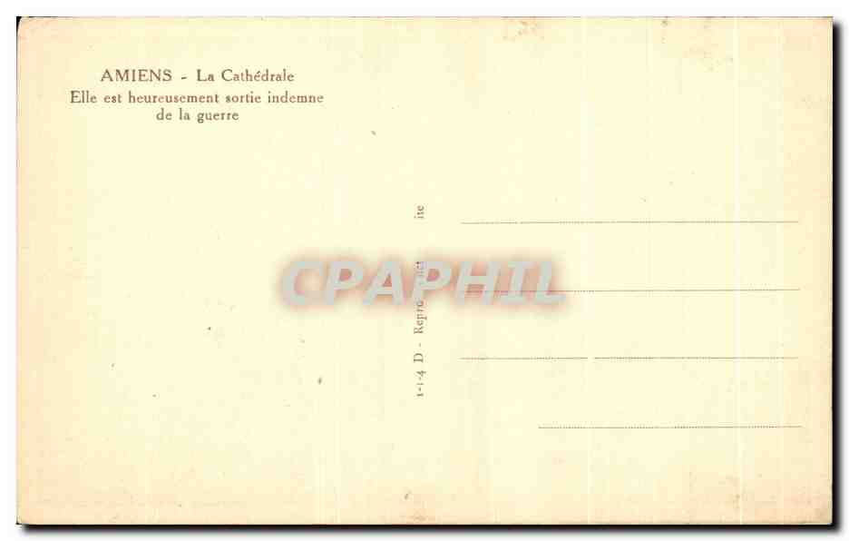 CPA Amiens La Cathedrale  — Rückseite