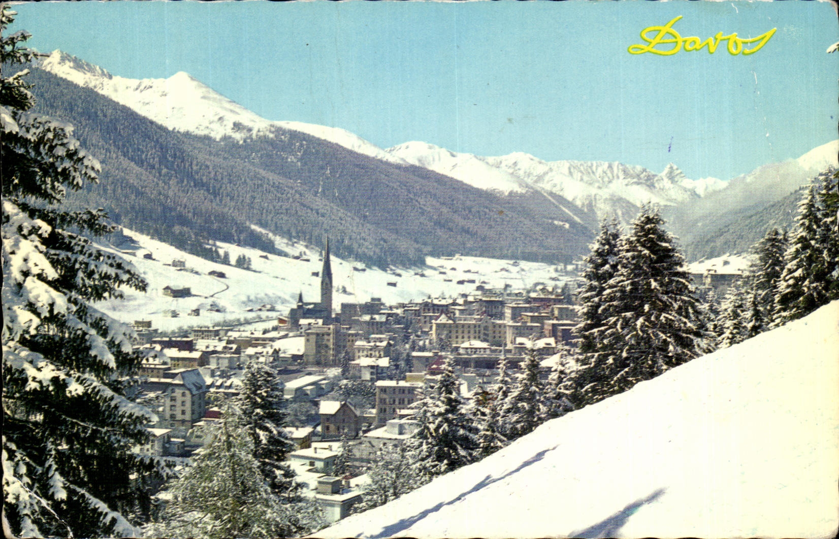 Davos — vue panoramique enneigée — Farbpostkarte Otto Furtner, n° 2045