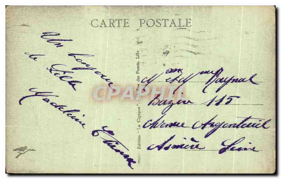 CPA Lille Jardin Vauban La Grotte — Verso