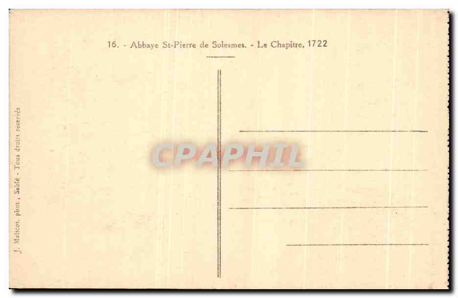 CPA Abbaye Saint Pierre de Solesmes le chapitre — Back