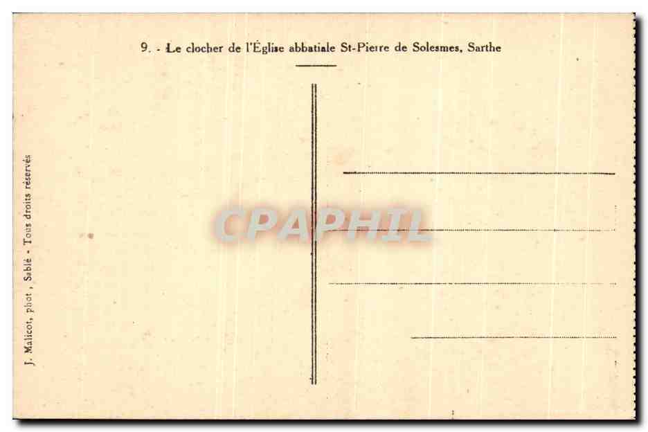 CPA Le clocher de l'eglise abbatiale de St Pierre de Solesmes  — Rückseite