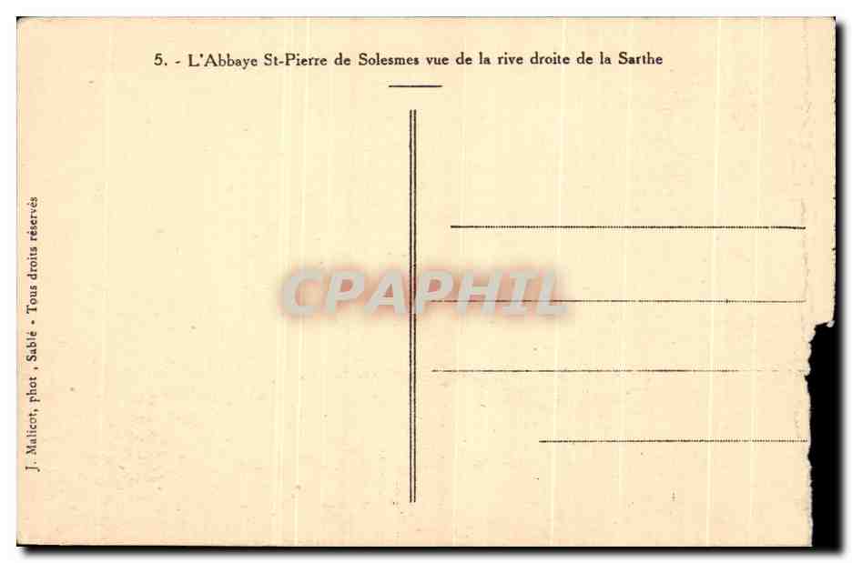 CPA CPA L'abbaye de St Pierre de Solesmes — Back