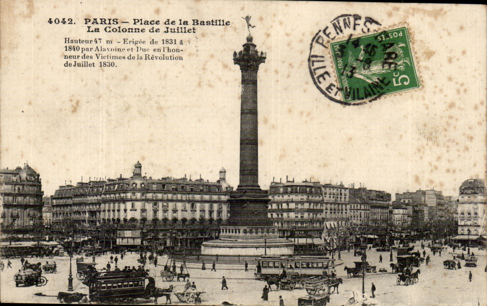 CPA Paris Place De La Bastille La Colonne de Juillet 