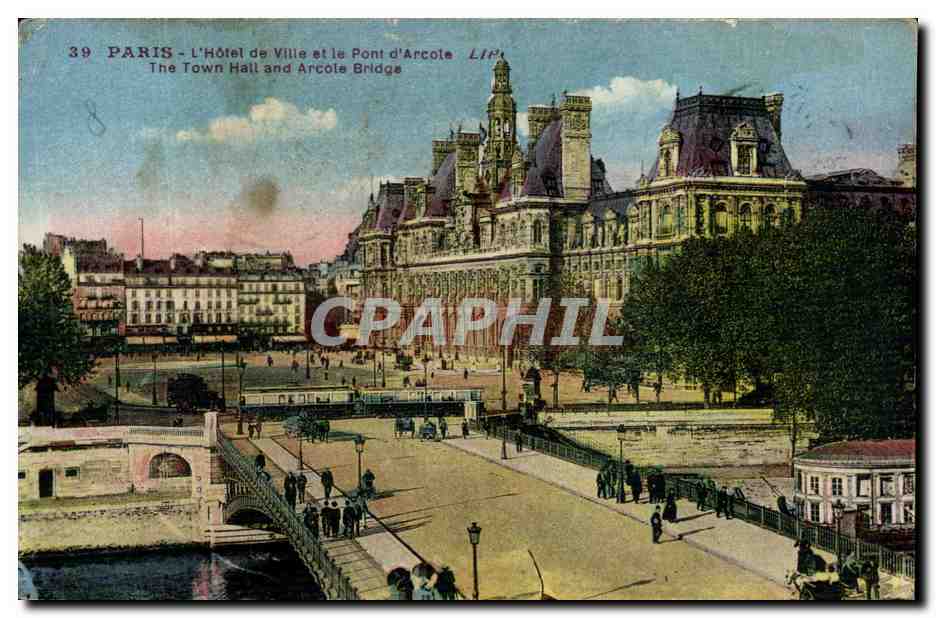 CPA Paris L'hotel L'Hotel De Ville et Le Pont d'Arcole