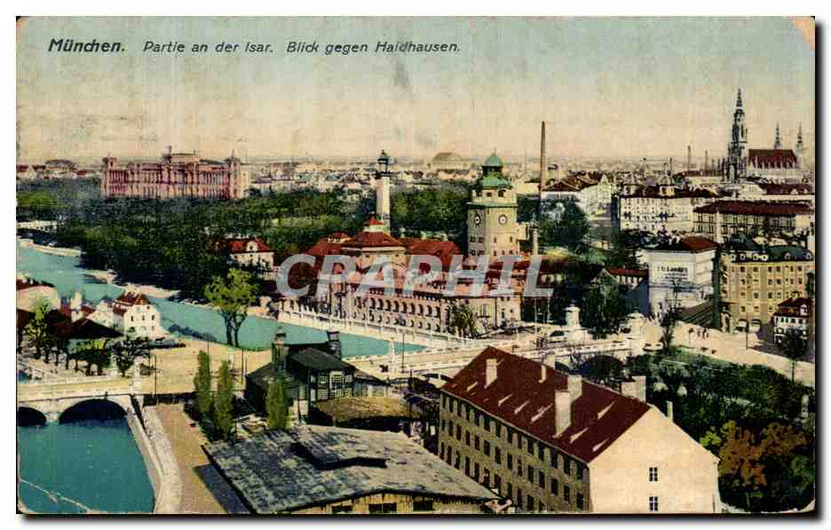 CPA Munchen Partie an der lsar Blick gegen Haidhausen