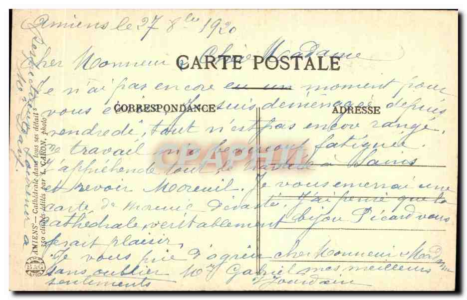 CPA Amiens Cathedrale avec la Fleche — Verso