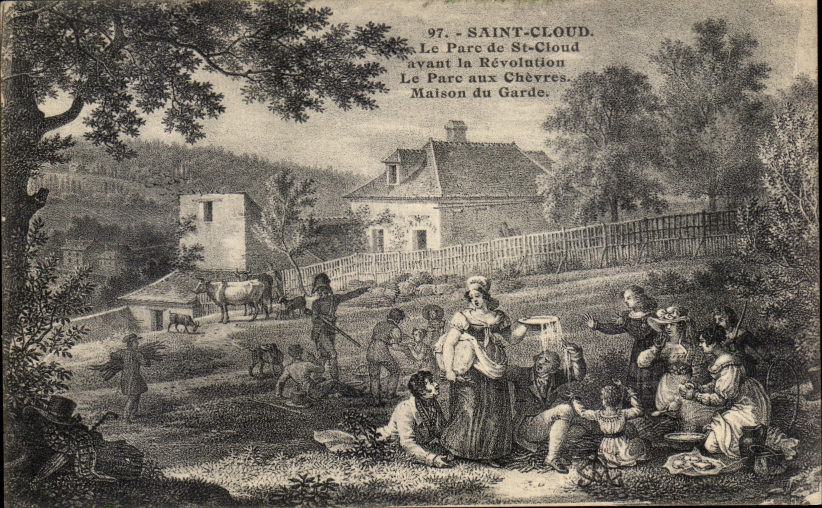 CPA Saint Cloud Le Parc de St Cloud avant la Revolution Le Parc aux Chevres Maison du Garde 