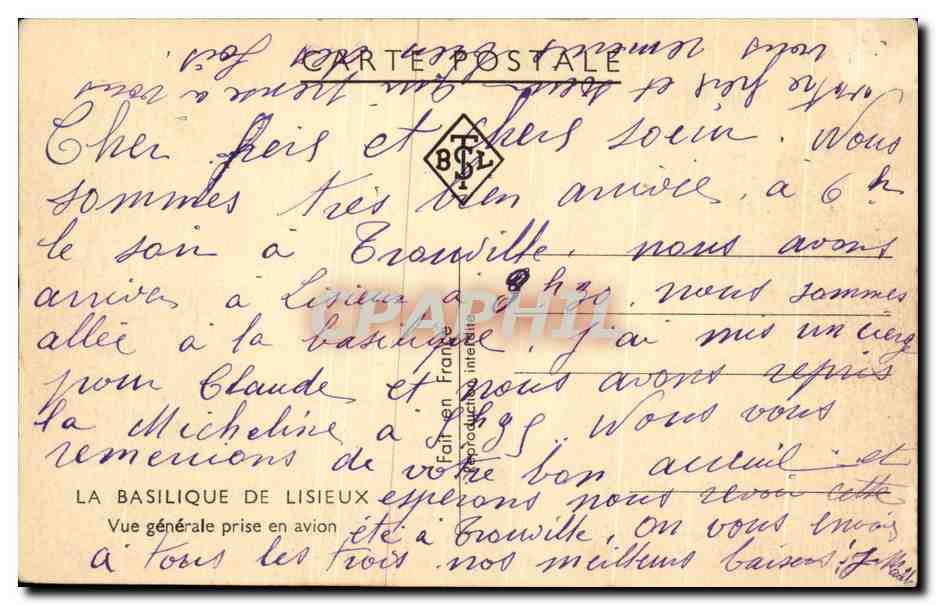 Basilique de Lisieux — Vue générale prise en avion — éditeur BCL — Rückseite