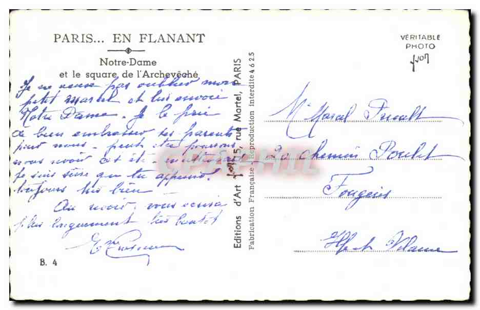 CPA Paris En Flanant Notre Dame et le square de l'Archeveche — Verso